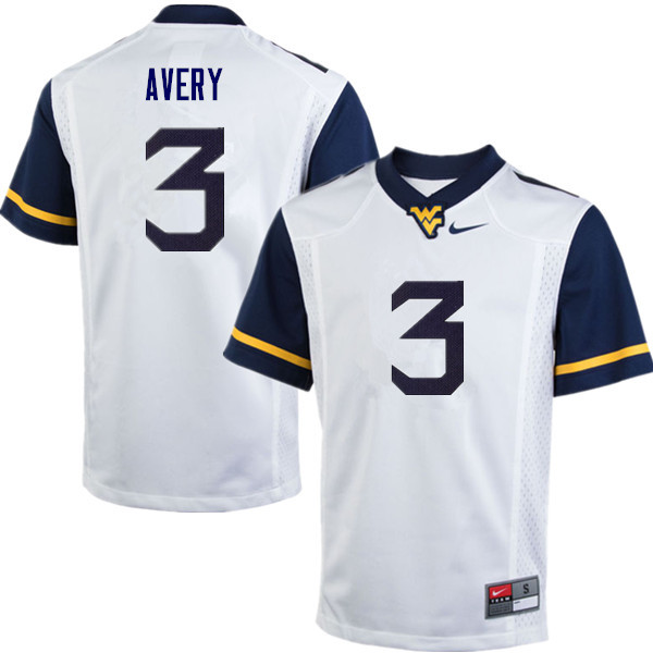 Men #3 Toyous Avery West Virginia Mountaineers College Football Jerseys Sale-White